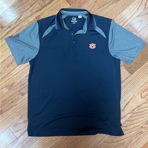 Cutter & Buck Men's Navy and Gray Auburn Polo Shirt Size M